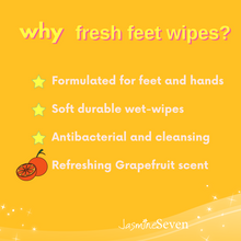 Load image into Gallery viewer, Fresh Feet Wipes -Antibacterial Grapefruit Wet Wipes - 45 Count Canister - Case of 6