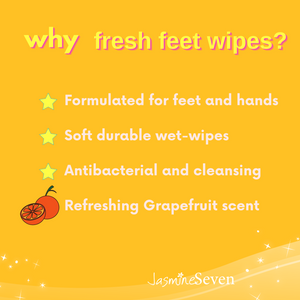 Fresh Feet Wipes -Antibacterial Grapefruit Wet Wipes - 45 Count Canister - Case of 6