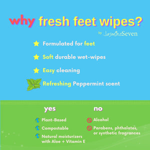 Fresh Feet Wipes - Peppermint 25ct (Case of 12)