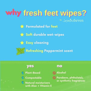 Fresh Feet Wipes - Peppermint 25ct